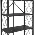 5-Tier Foldable Storage Shelf with Lockable Wheels for Kitchen, Garage, Pantry, Basement - Black