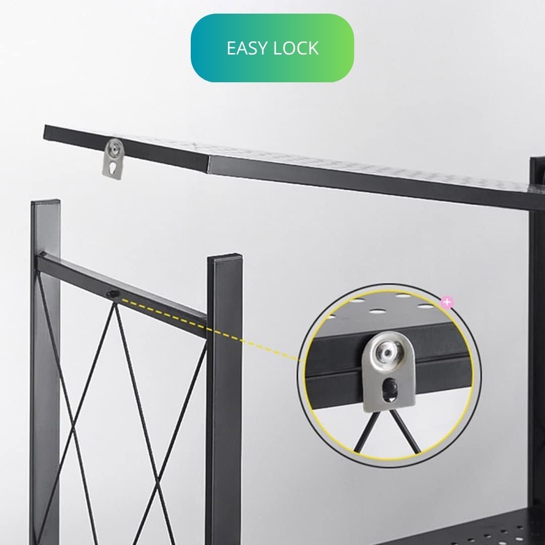 5 - Tier Foldable Storage Shelf with Wheels for Kitchen, Garage, Pantry or Basement (Black) - Furniture > Dining > Kitchen & Dining Trolleys - Rivercity House & Home Co. (ABN 18 642 972 209) - Affordable Modern Furniture Australia