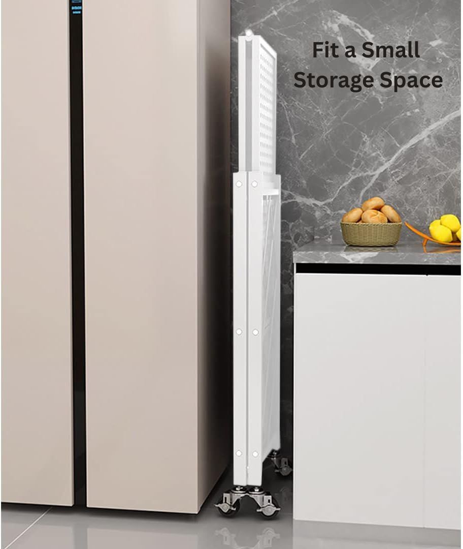 5 - Tier Foldable Storage Shelf with Wheels for Kitchen, Garage, Pantry or Basement (White) - Furniture > Dining > Kitchen & Dining Trolleys - Rivercity House & Home Co. (ABN 18 642 972 209) - Affordable Modern Furniture Australia