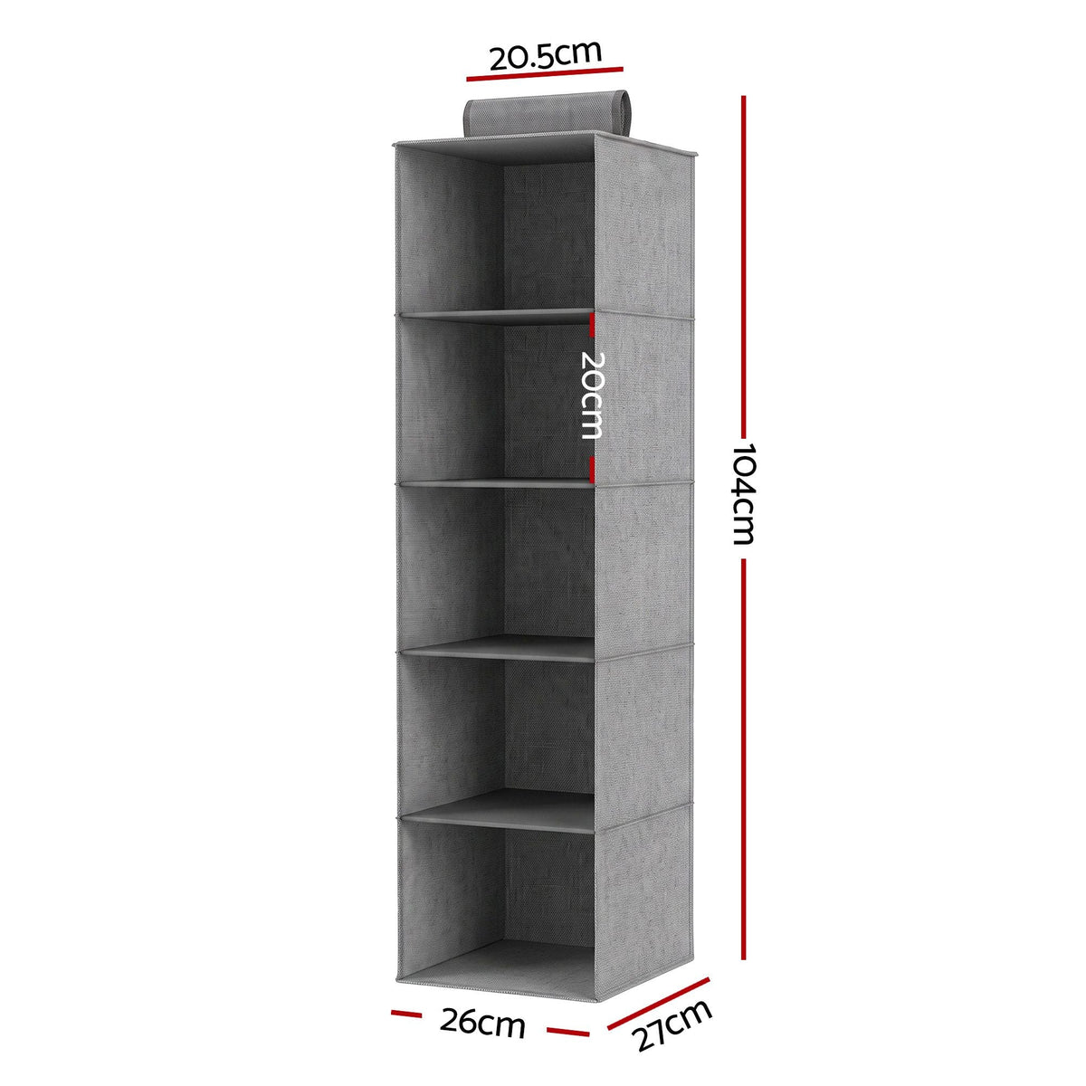 5 Tier Hanging Closet Organiser Wardrobe Storage 104cm - Grey - Home & Garden > Storage > Clothing & Wardrobe Storage - Rivercity House & Home Co. (ABN 18 642 972 209) - Affordable Modern Furniture Australia