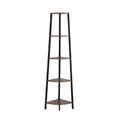5 Tier Industrial Corner Shelf Ladder Bookcase - Brown