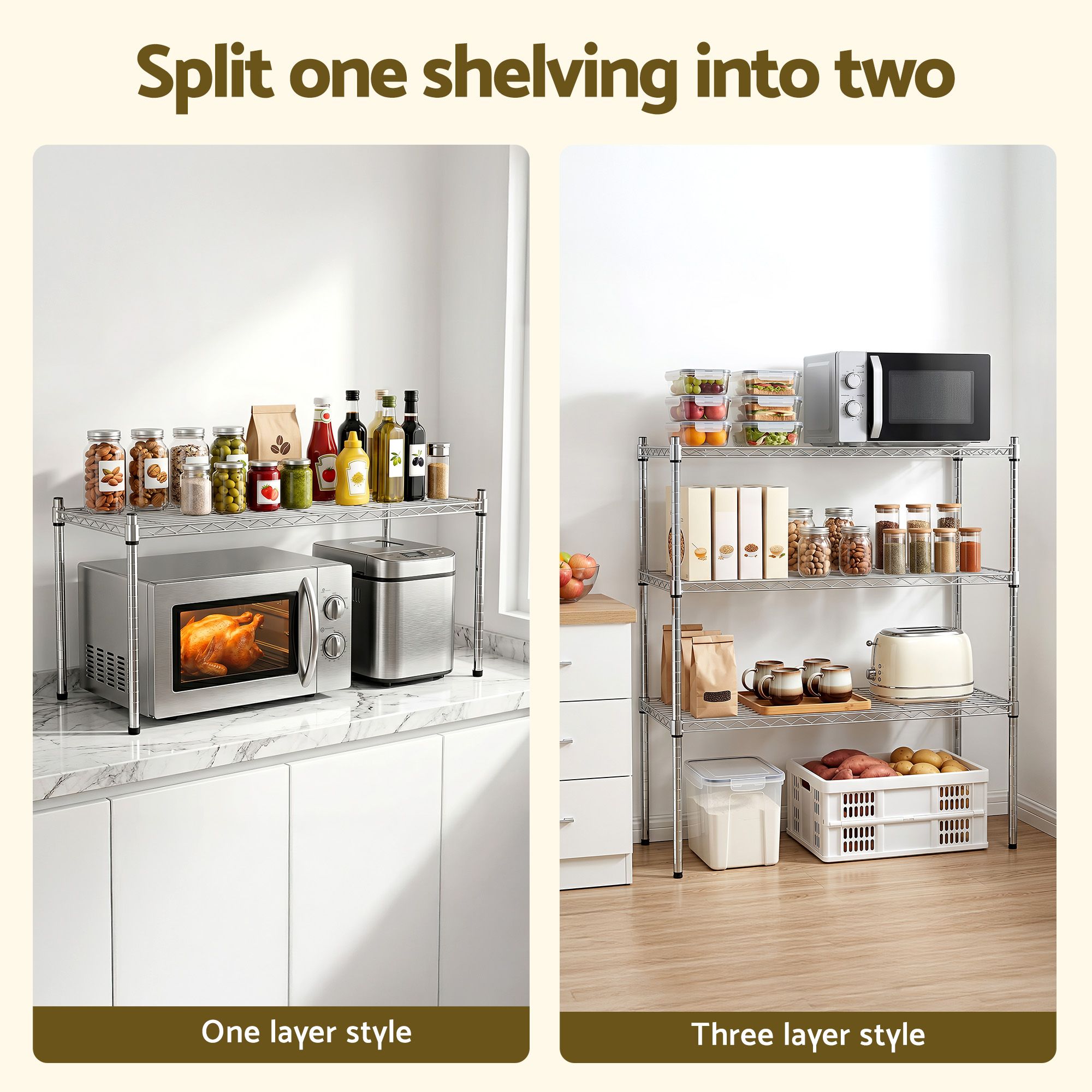 5 - Tier Kitchen Rack Shelf Shelving 120x45x179CM Adjustable Metal Storage Shelves - Home & Garden > Kitchenware > Kitchen Utensils - Rivercity House & Home Co. (ABN 18 642 972 209) - Affordable Modern Furniture Australia