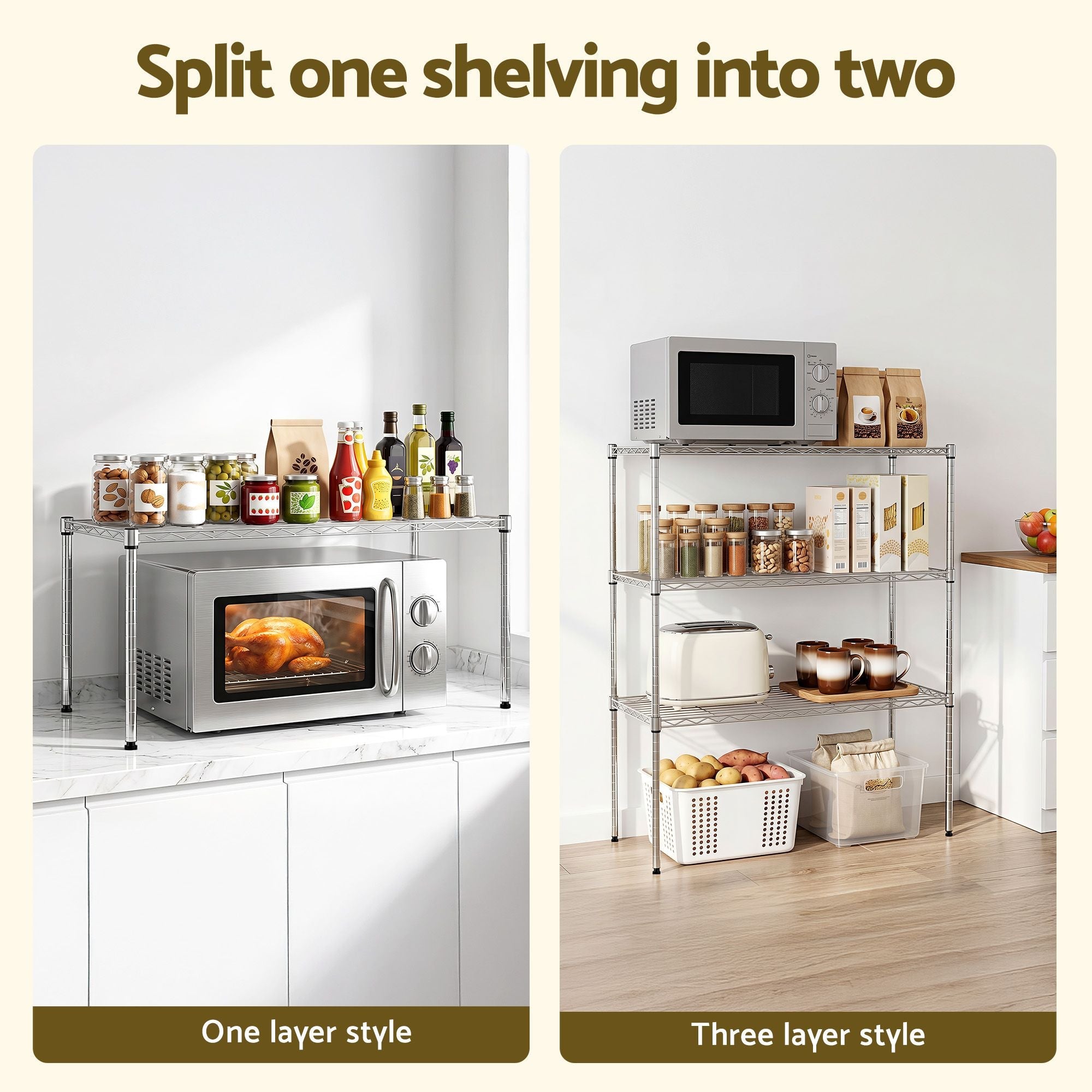 5 - Tier Kitchen Rack Shelf Shelving 90x35x182CM Adjustable Metal Storage Shelves - Home & Garden > Kitchenware > Kitchen Utensils - Rivercity House & Home Co. (ABN 18 642 972 209) - Affordable Modern Furniture Australia