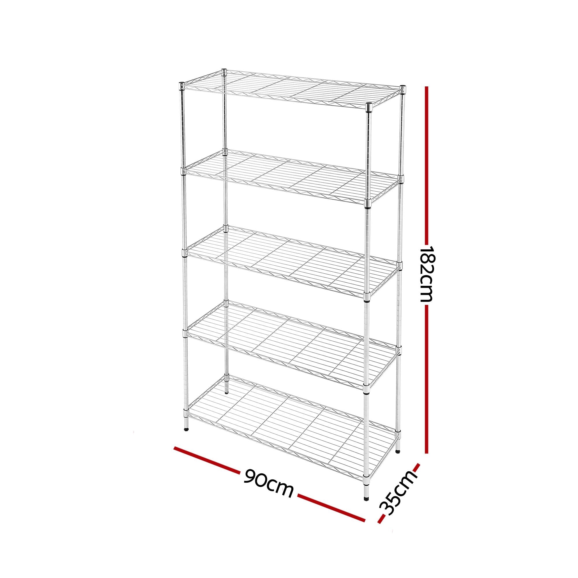 5 - Tier Kitchen Rack Shelf Shelving 90x35x182CM Adjustable Metal Storage Shelves - Home & Garden > Kitchenware > Kitchen Utensils - Rivercity House & Home Co. (ABN 18 642 972 209) - Affordable Modern Furniture Australia