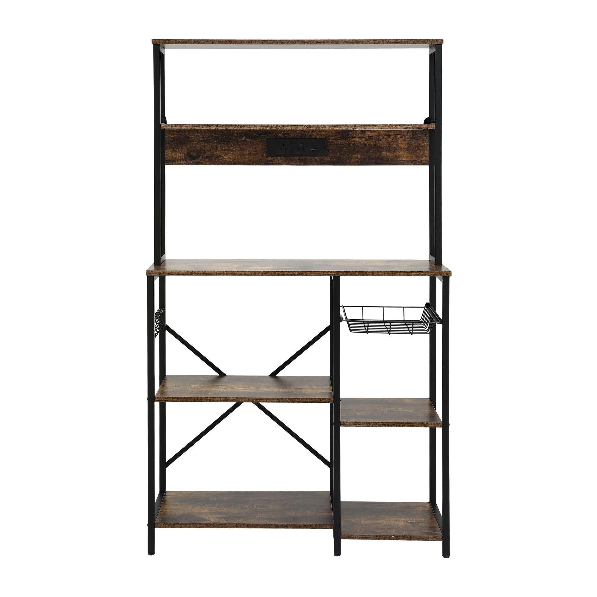 5 - Tier Kitchen Rack with Power Outlets 90CMX153CM Microwave Storage Shelf - Home & Garden > Kitchenware > Kitchen Utensils - Rivercity House & Home Co. (ABN 18 642 972 209) - Affordable Modern Furniture Australia