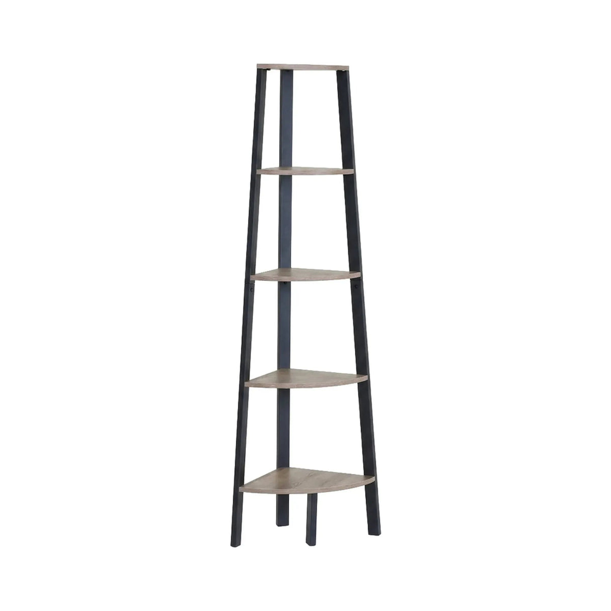 5 Tier Ladder Corner Shelf with Metal Frame - Brown Rustic - Furniture > Living Room > Bookcases & Shelves - Rivercity House & Home Co. (ABN 18 642 972 209) - Affordable Modern Furniture Australia