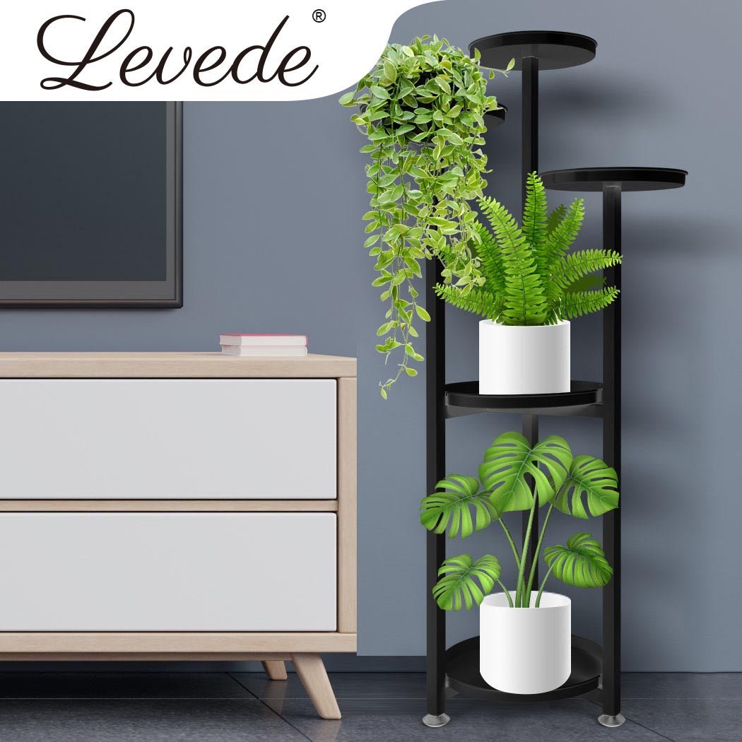5 Tier Large Indoor Outdoor Plant Stand - Black - Rivercity House & Home Co. (ABN 18 642 972 209) - Affordable Modern Furniture Australia
