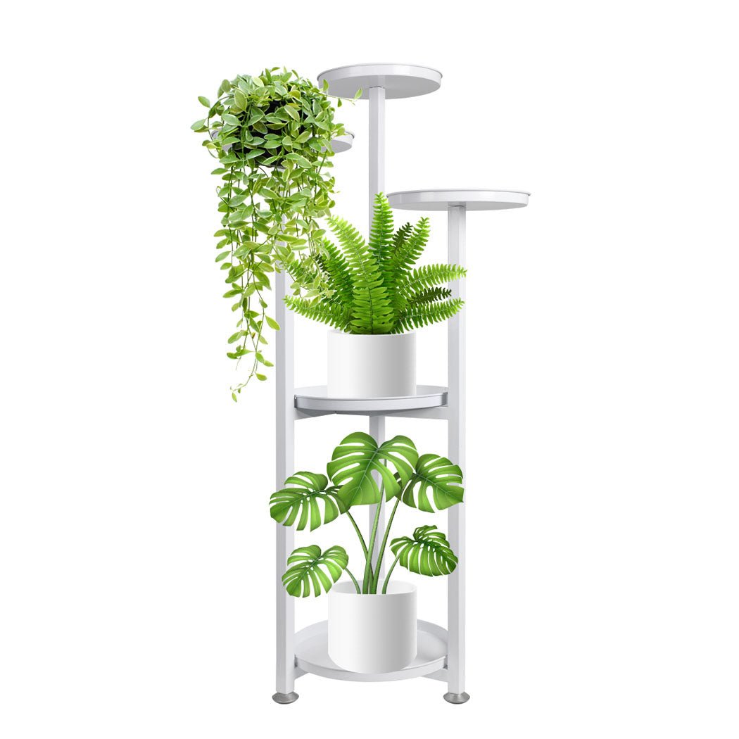5 Tier Medium Metal Plant Stand for Indoor Outdoor - White - Rivercity House & Home Co. (ABN 18 642 972 209) - Affordable Modern Furniture Australia