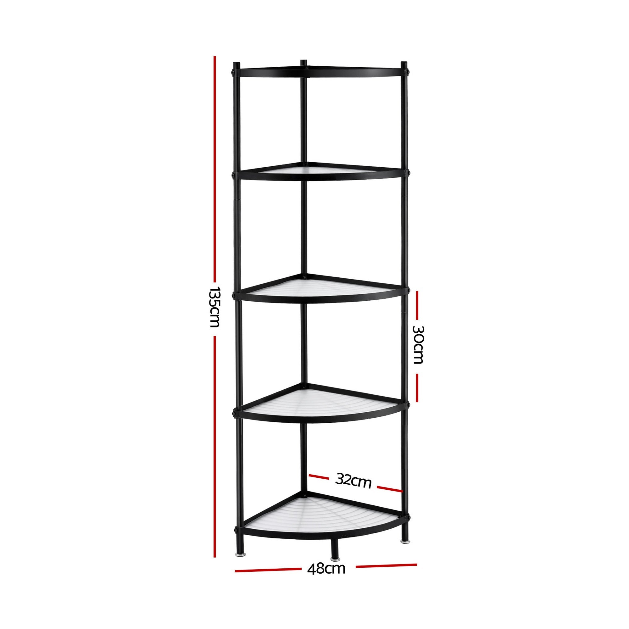 5 - Tier Metal Kitchen Corner Shelf Rack Stand Storage Shelves - Black - Appliances > Kitchen Appliances > Kitchen Appliance Accessories - Rivercity House & Home Co. (ABN 18 642 972 209) - Affordable Modern Furniture Australia