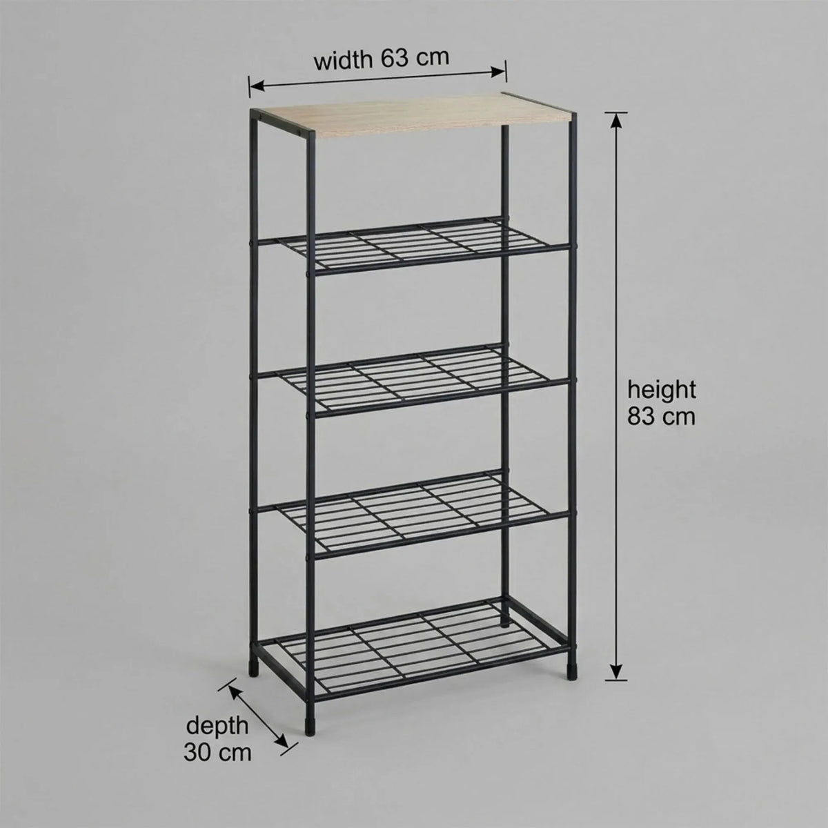 5 Tier Metal Mesh Shoe Rack with MDF Top Shelf - Rustic Brown - Furniture > Living Room > Shoe Storage - Rivercity House & Home Co. (ABN 18 642 972 209) - Affordable Modern Furniture Australia
