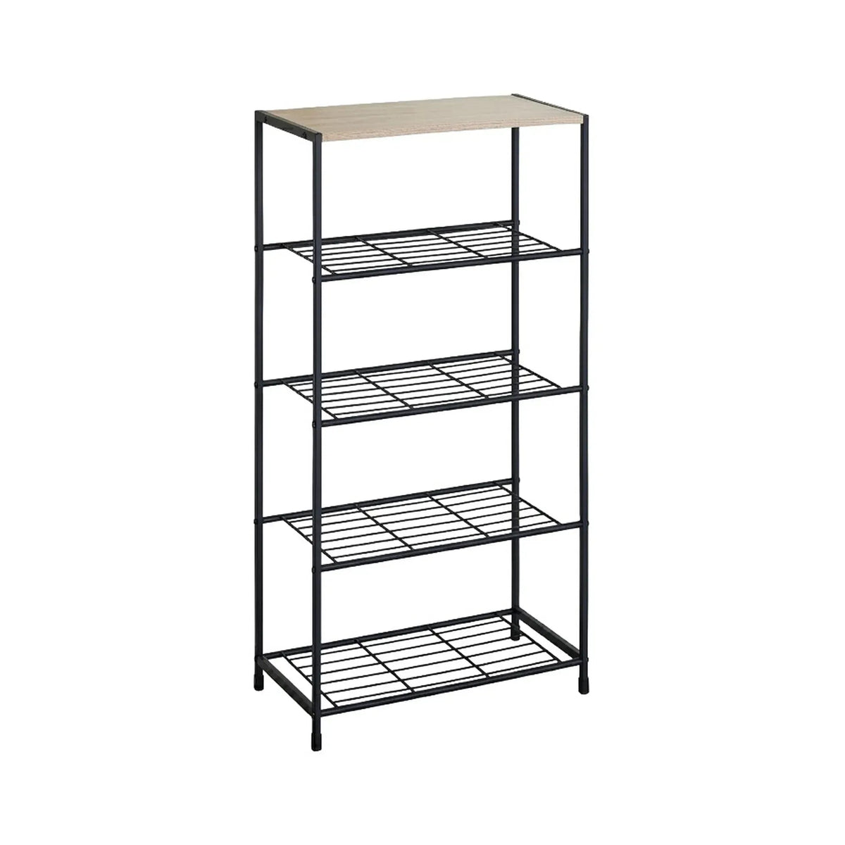 5 Tier Metal Mesh Shoe Rack with MDF Top Shelf - Rustic Brown - Furniture > Living Room > Shoe Storage - Rivercity House & Home Co. (ABN 18 642 972 209) - Affordable Modern Furniture Australia
