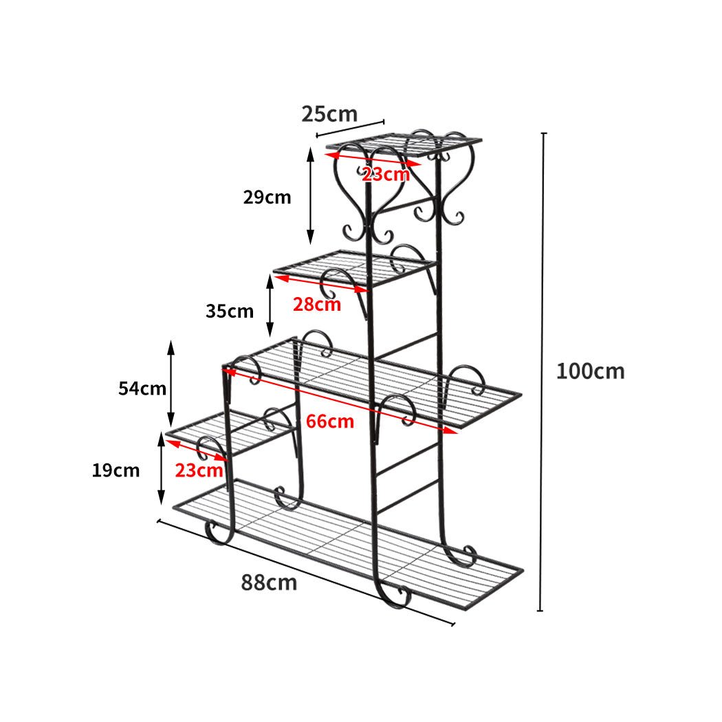 5 Tier Metal Plant Stand for Indoor and Outdoor Use - Black - Rivercity House & Home Co. (ABN 18 642 972 209) - Affordable Modern Furniture Australia