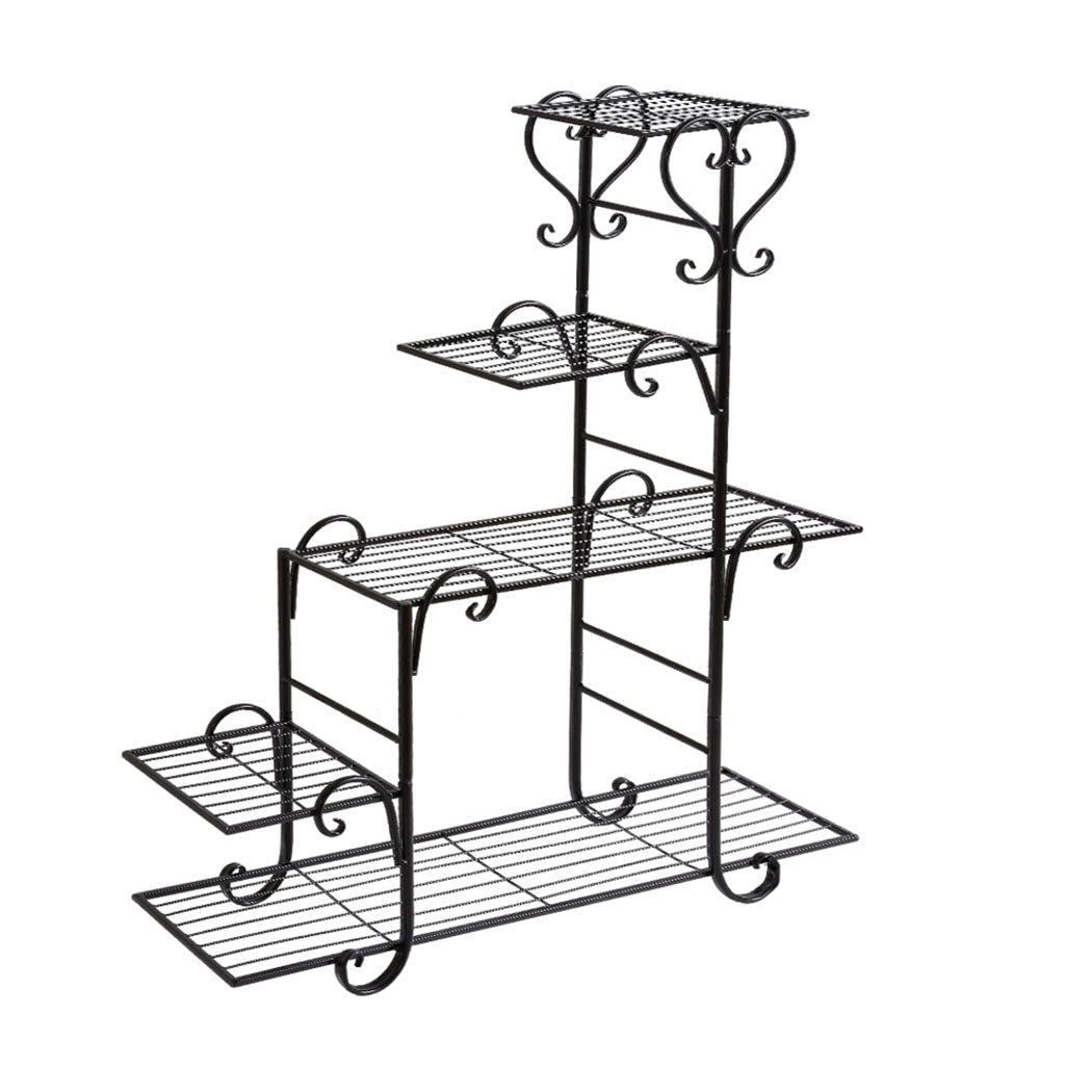 5 Tier Metal Plant Stand for Indoor and Outdoor Use - Black - Rivercity House & Home Co. (ABN 18 642 972 209) - Affordable Modern Furniture Australia