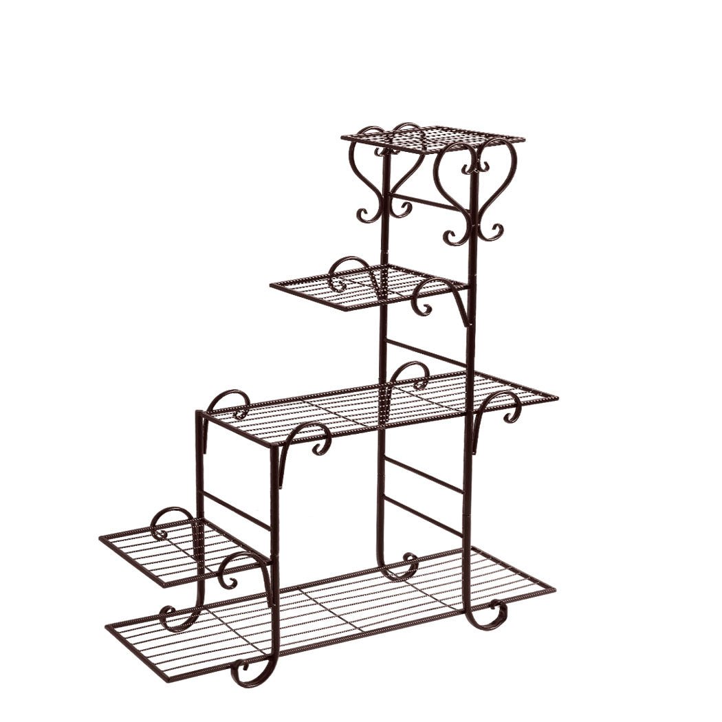 5 Tier Metal Plant Stand for Indoor Outdoor Use - Bronze - Rivercity House & Home Co. (ABN 18 642 972 209) - Affordable Modern Furniture Australia