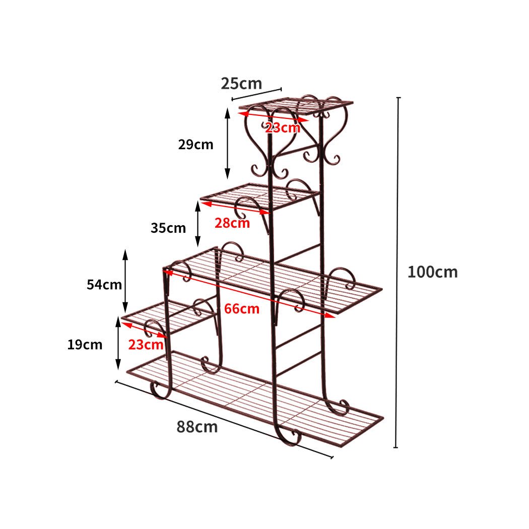 5 Tier Metal Plant Stand for Indoor Outdoor Use - Bronze - Rivercity House & Home Co. (ABN 18 642 972 209) - Affordable Modern Furniture Australia