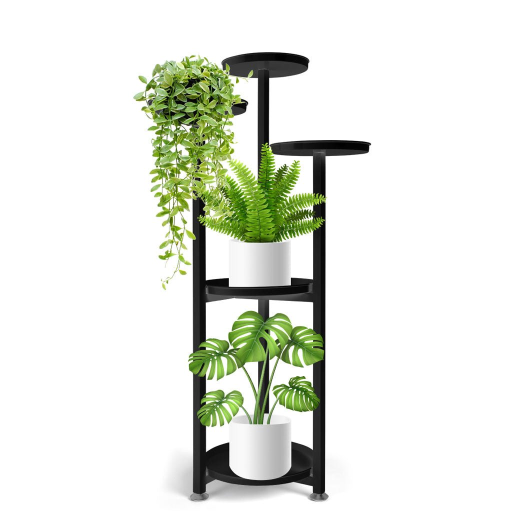 5 Tier Metal Plant Stand for Indoor Outdoor Use Medium - Black - Rivercity House & Home Co. (ABN 18 642 972 209) - Affordable Modern Furniture Australia