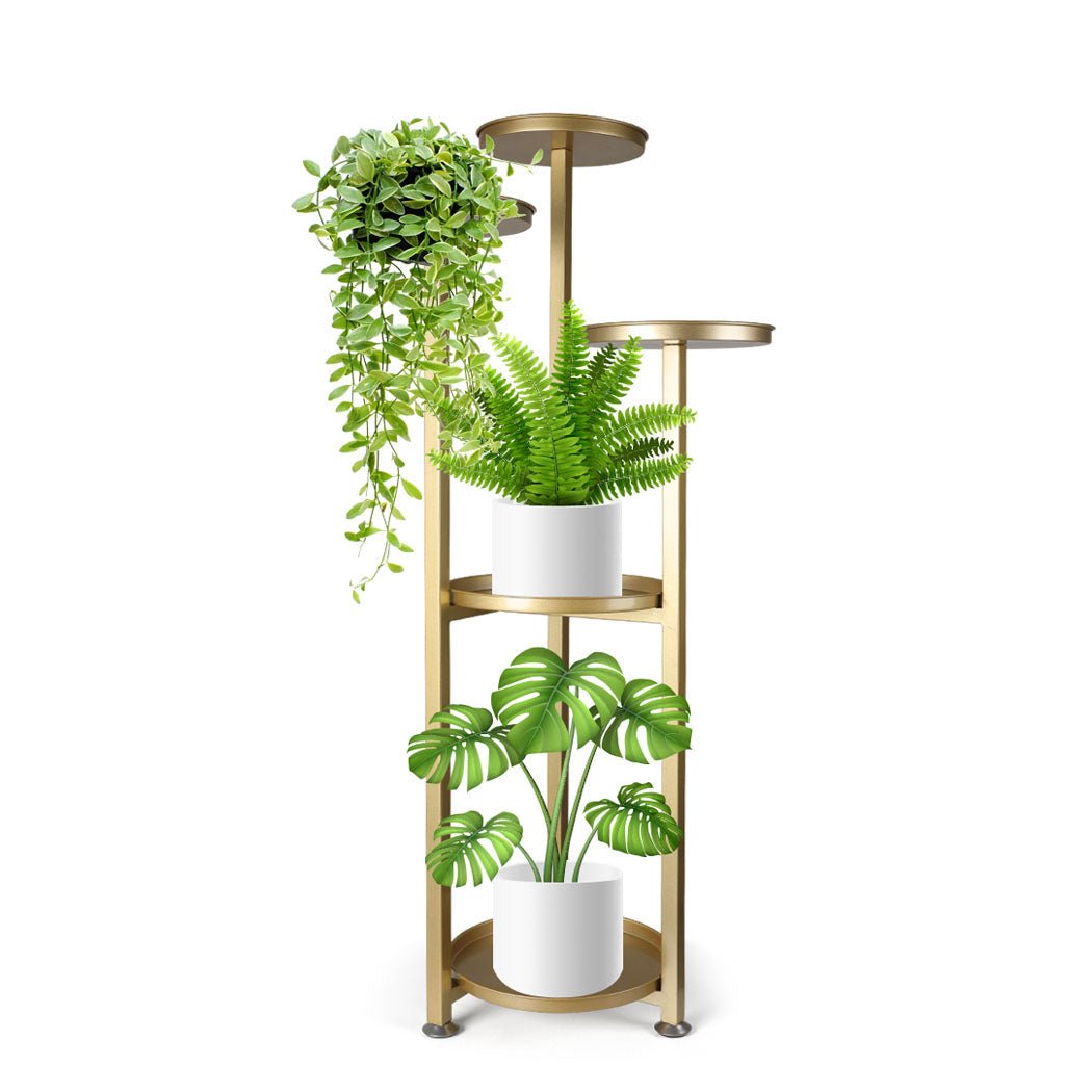 5 Tier Metal Plant Stand for Indoor Outdoor Use Medium - Gold - Rivercity House & Home Co. (ABN 18 642 972 209) - Affordable Modern Furniture Australia