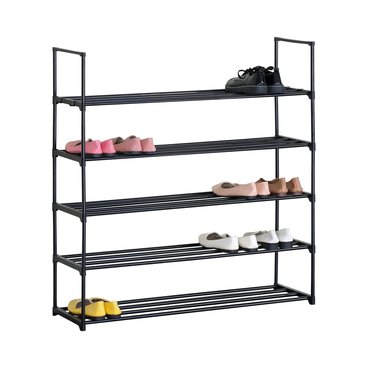 5 Tier Metal Shoe Rack Free Standing Organiser Basic Steel - Black - Furniture > Living Room > Shoe Storage - Rivercity House & Home Co. (ABN 18 642 972 209) - Affordable Modern Furniture Australia