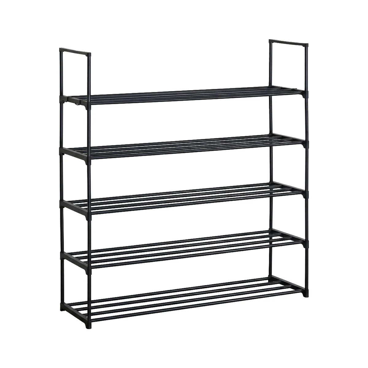 5 Tier Metal Shoe Rack Free Standing Organiser Basic Steel - Black - Furniture > Living Room > Shoe Storage - Rivercity House & Home Co. (ABN 18 642 972 209) - Affordable Modern Furniture Australia
