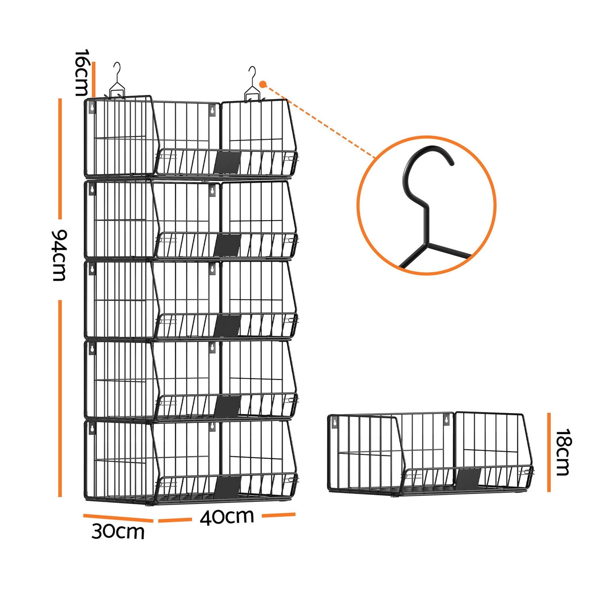 5 Tier Stackable Closet Organizers and Storage Closet Hanging Storage Organizer Shelves - Home & Garden > Storage > Clothing & Wardrobe Storage - Rivercity House & Home Co. (ABN 18 642 972 209) - Affordable Modern Furniture Australia