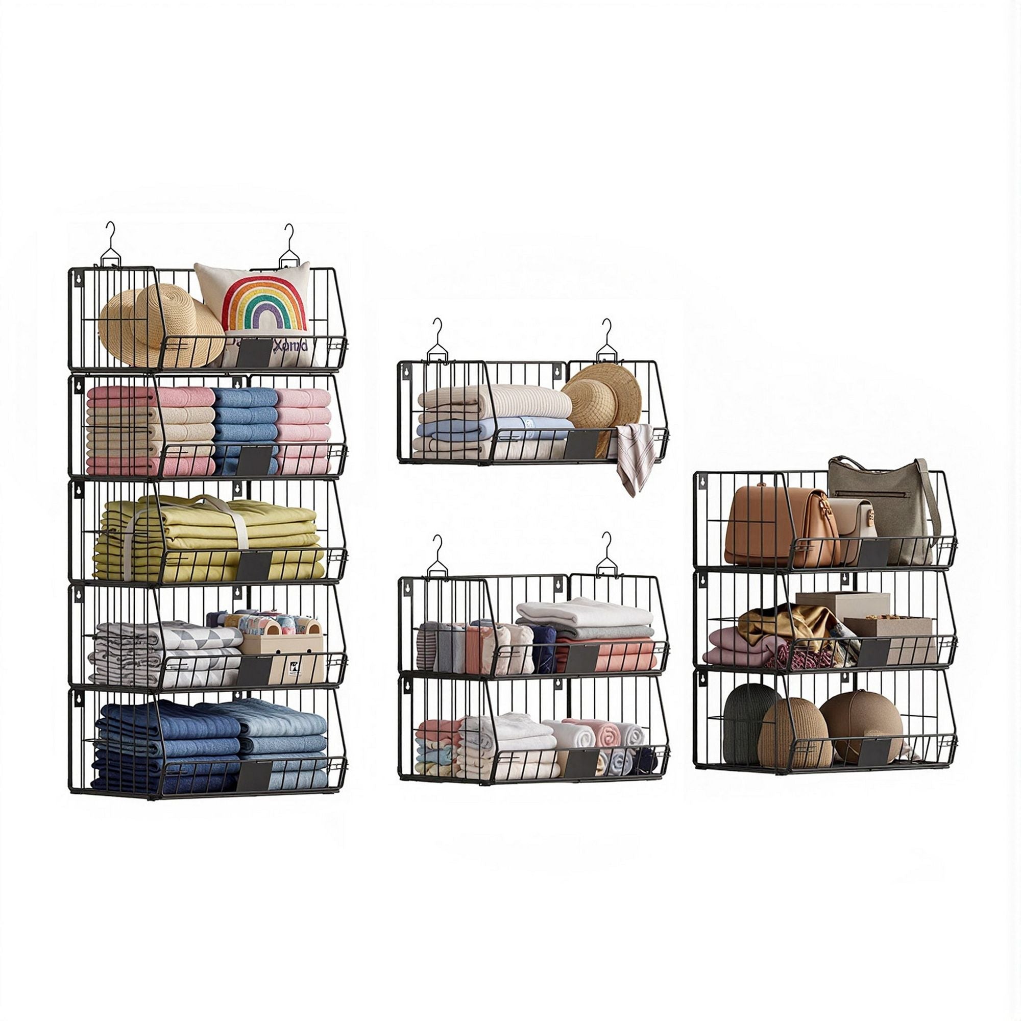 5 Tier Stackable Closet Organizers and Storage Closet Hanging Storage Organizer Shelves - Home & Garden > Storage > Clothing & Wardrobe Storage - Rivercity House & Home Co. (ABN 18 642 972 209) - Affordable Modern Furniture Australia