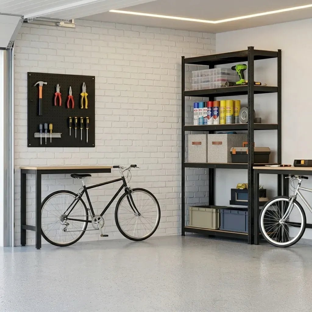 5 Tier Steel Shelving Unit Garage Storage Shelf 180cm - Black - Tools > Tools Storage > Wall Storage Racks - Rivercity House & Home Co. (ABN 18 642 972 209) - Affordable Modern Furniture Australia
