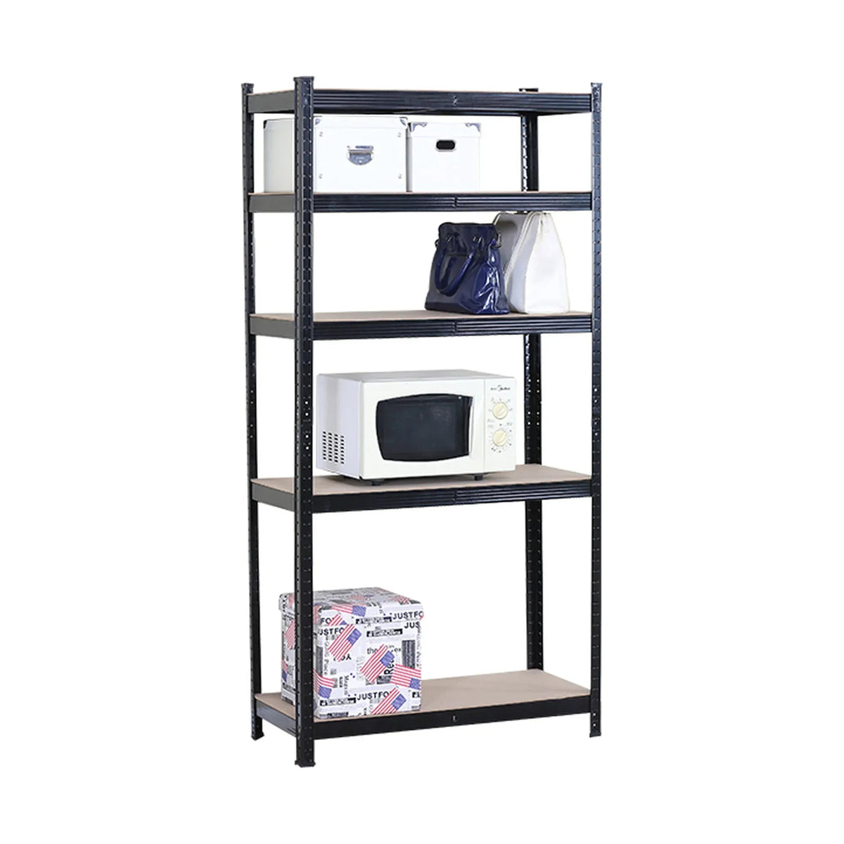 5 Tier Steel Shelving Unit Garage Storage Shelf 180cm - Black - Tools > Tools Storage > Wall Storage Racks - Rivercity House & Home Co. (ABN 18 642 972 209) - Affordable Modern Furniture Australia