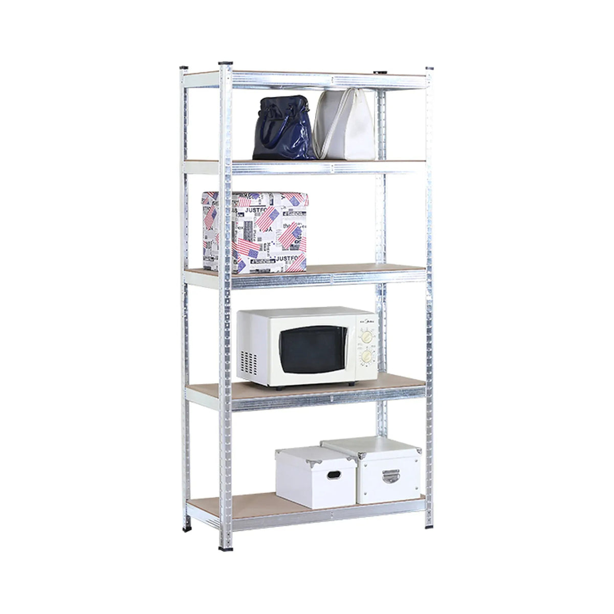 5 Tier Steel Shelving Unit with MDF Shelves, Boltless Adjustable Garage Storage - White - Tools > Tools Storage > Wall Storage Racks - Rivercity House & Home Co. (ABN 18 642 972 209) - Affordable Modern Furniture Australia