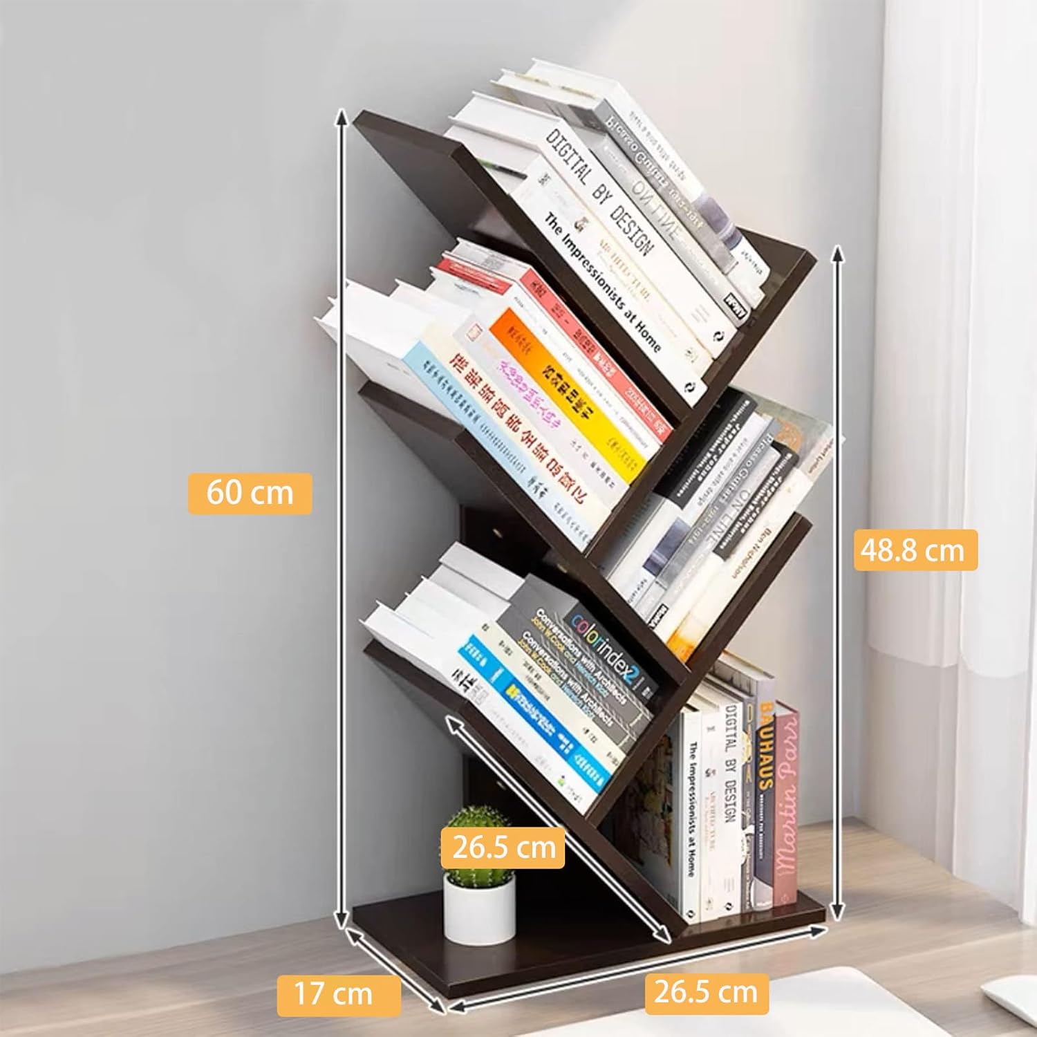 5 - Tier Tree Bookshelf Storage Rack for Home Office or Bedroom (Black) - Furniture > Living Room > Bookcases & Shelves - Rivercity House & Home Co. (ABN 18 642 972 209) - Affordable Modern Furniture Australia