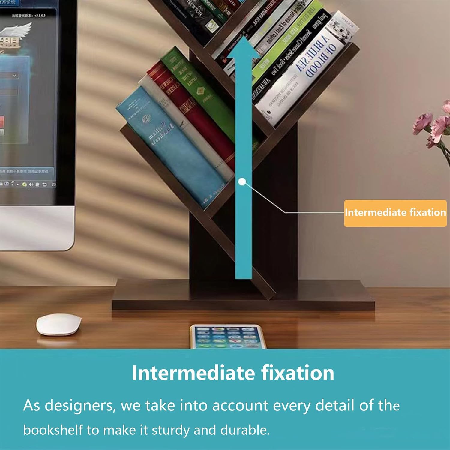 5 - Tier Tree Bookshelf Storage Rack for Home Office or Bedroom (Black) - Furniture > Living Room > Bookcases & Shelves - Rivercity House & Home Co. (ABN 18 642 972 209) - Affordable Modern Furniture Australia