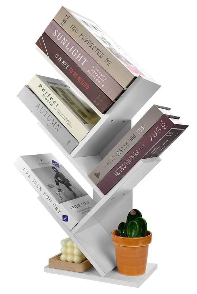 5 - Tier Tree Bookshelf Storage Rack for Home Office or Bedroom (White) - Furniture > Living Room > Bookcases & Shelves - Rivercity House & Home Co. (ABN 18 642 972 209) - Affordable Modern Furniture Australia