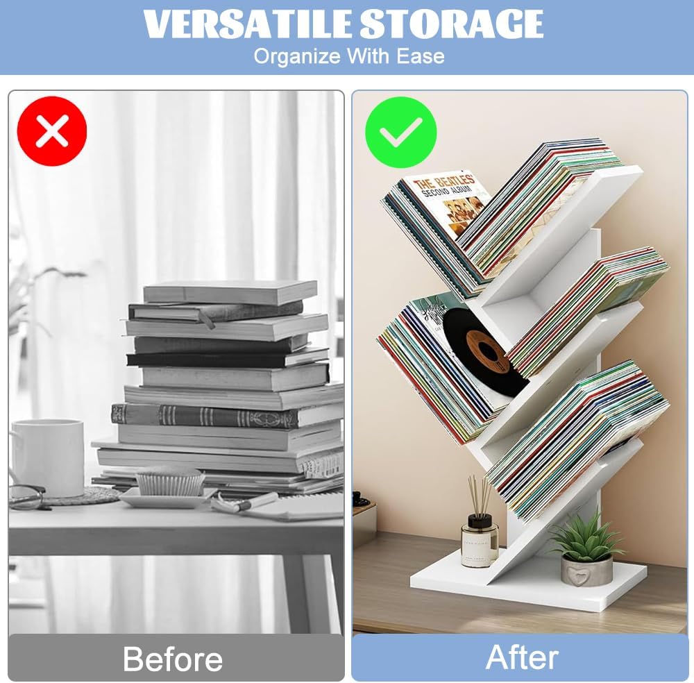 5 - Tier Tree Bookshelf Storage Rack for Home Office or Bedroom (White) - Furniture > Living Room > Bookcases & Shelves - Rivercity House & Home Co. (ABN 18 642 972 209) - Affordable Modern Furniture Australia