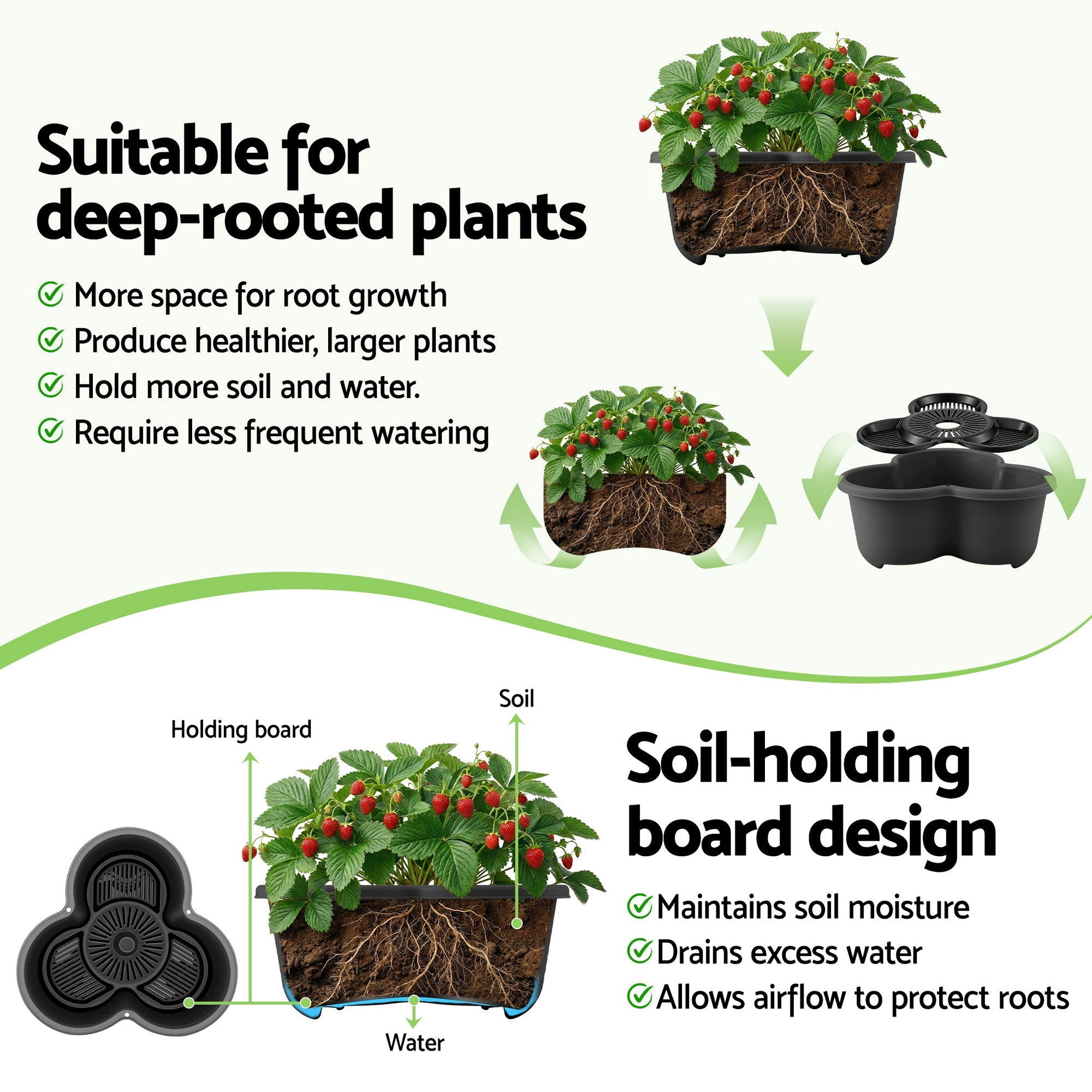 5 Tier Vertical Garden Planter, Stackable Planters with 4 Wheels, Black, Raised Garden Bed, Garden Tower Indoor Outdoor, Auto Drainage System, for Strawberries, Herbs, Flower, Vegetables - Home & Garden > Garden Beds > Garden Beds & Planters - Rivercity House & Home Co. (ABN 18 642 972 209) - Affordable Modern Furniture Australia