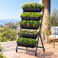 5 Tier Vertical Raised Garden Bed with Locking Wheels Mobile Planter Box - Black