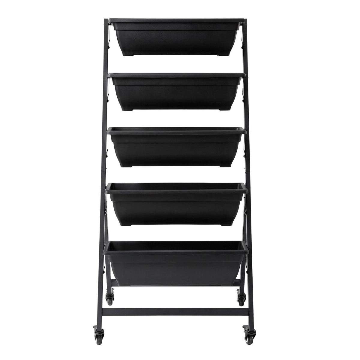 5 Tier Vertical Raised Garden Bed with Locking Wheels Mobile Planter Box - Black - Home & Garden > Garden Beds > Garden Beds & Planters - Rivercity House & Home Co. (ABN 18 642 972 209) - Affordable Modern Furniture Australia