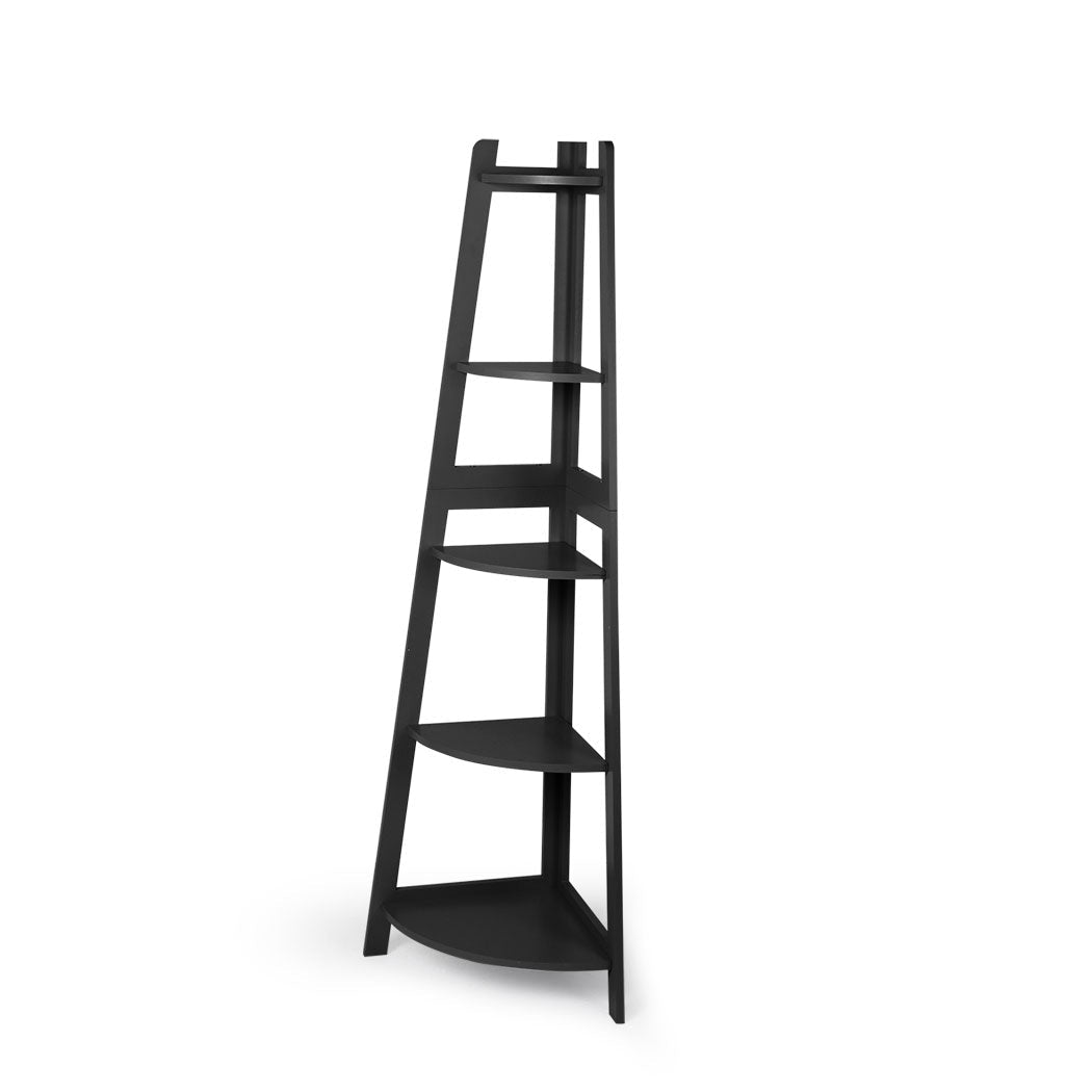 5 - Tier Wooden Corner Shelf Storage Unit - Black - Rivercity House & Home Co. (ABN 18 642 972 209) - Affordable Modern Furniture Australia