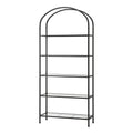 5-Tier Industrial Metal and Tempered Glass Etagere Bookshelf - Black