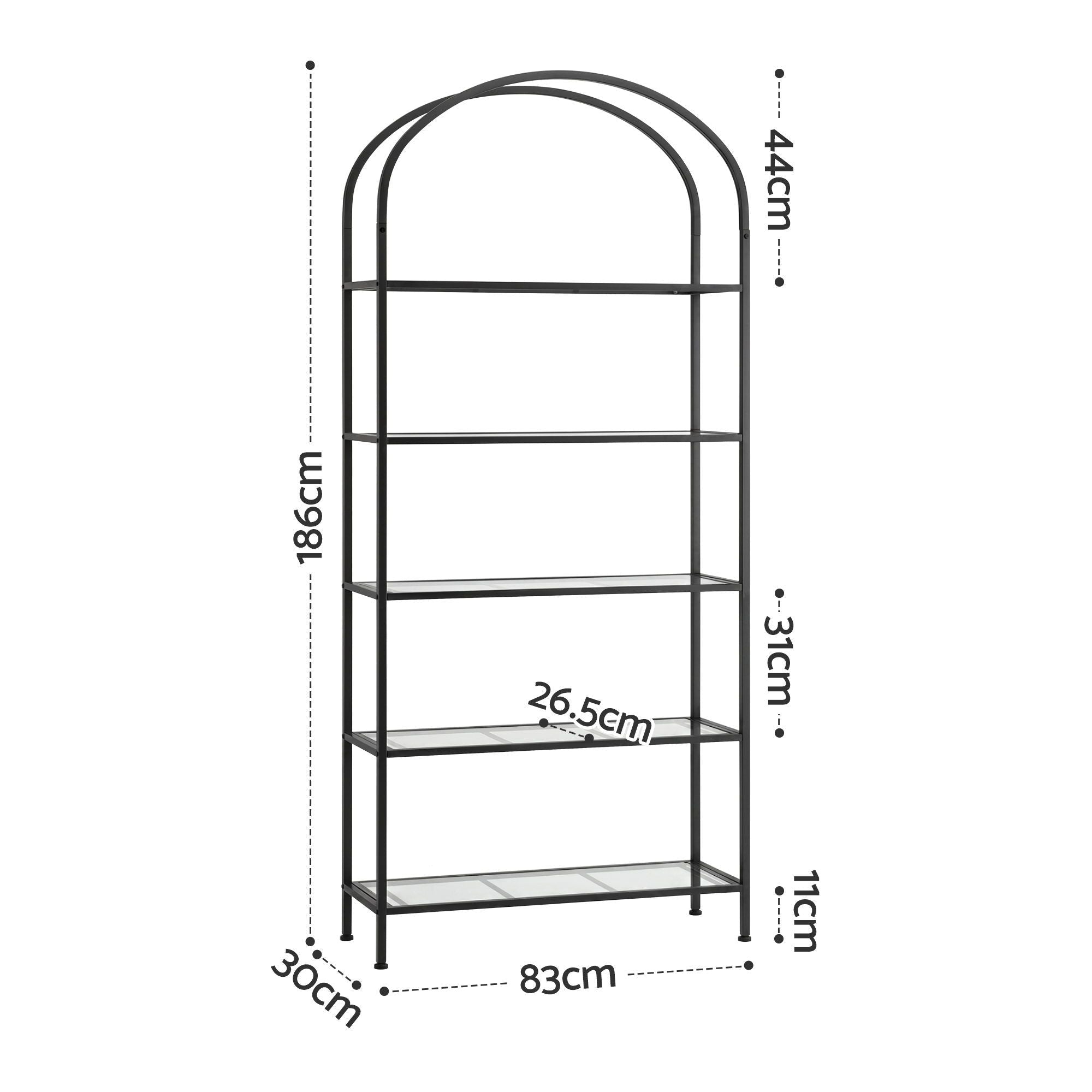 5 Tiers Bookshelf Industrial Etagere Bookcase Display Shelf Black - Furniture > Living Room > Bookcases & Shelves - Rivercity House & Home Co. (ABN 18 642 972 209) - Affordable Modern Furniture Australia