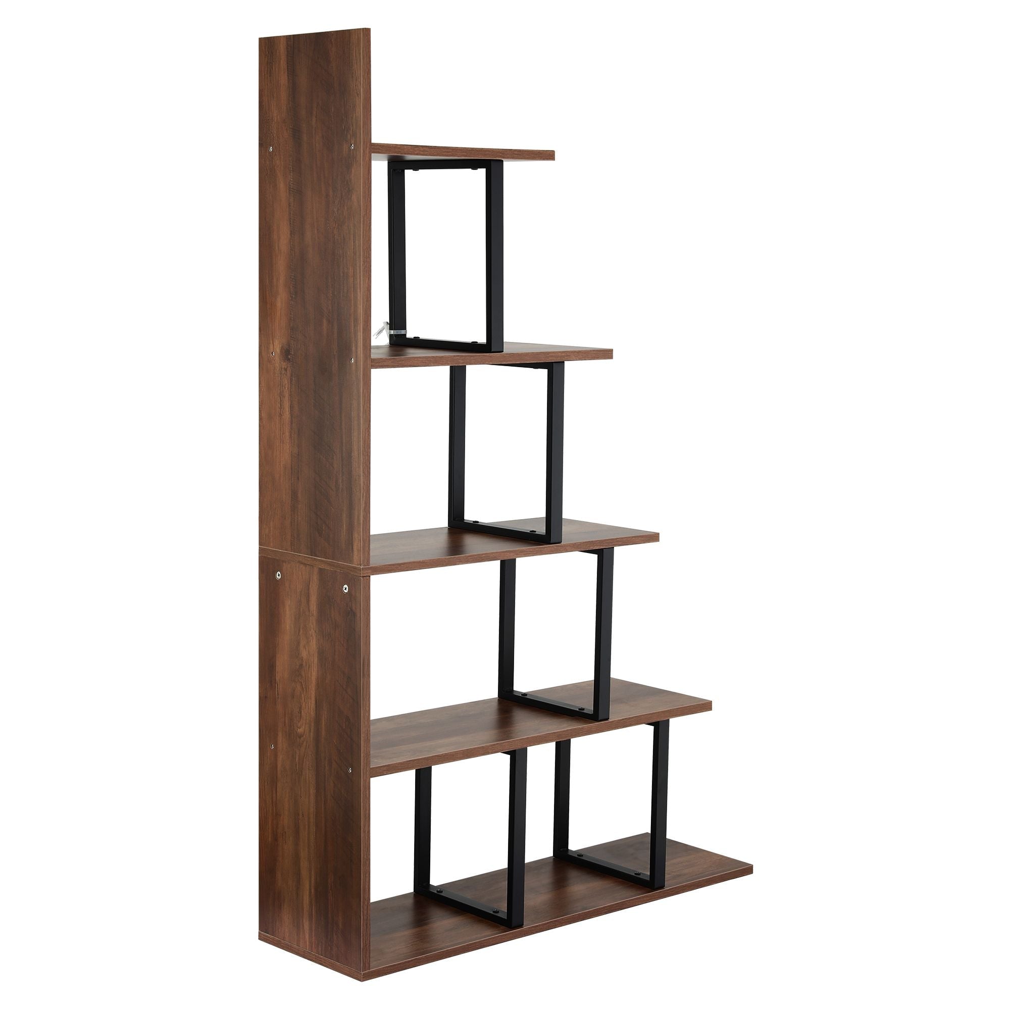 5 Tiers Bookshelf Ladder Corner Shelf Bookcase Walnut - Furniture > Living Room > Bookcases & Shelves - Rivercity House & Home Co. (ABN 18 642 972 209) - Affordable Modern Furniture Australia