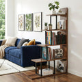 5 Tiers Bookshelf Ladder Corner Shelf Bookcase Walnut