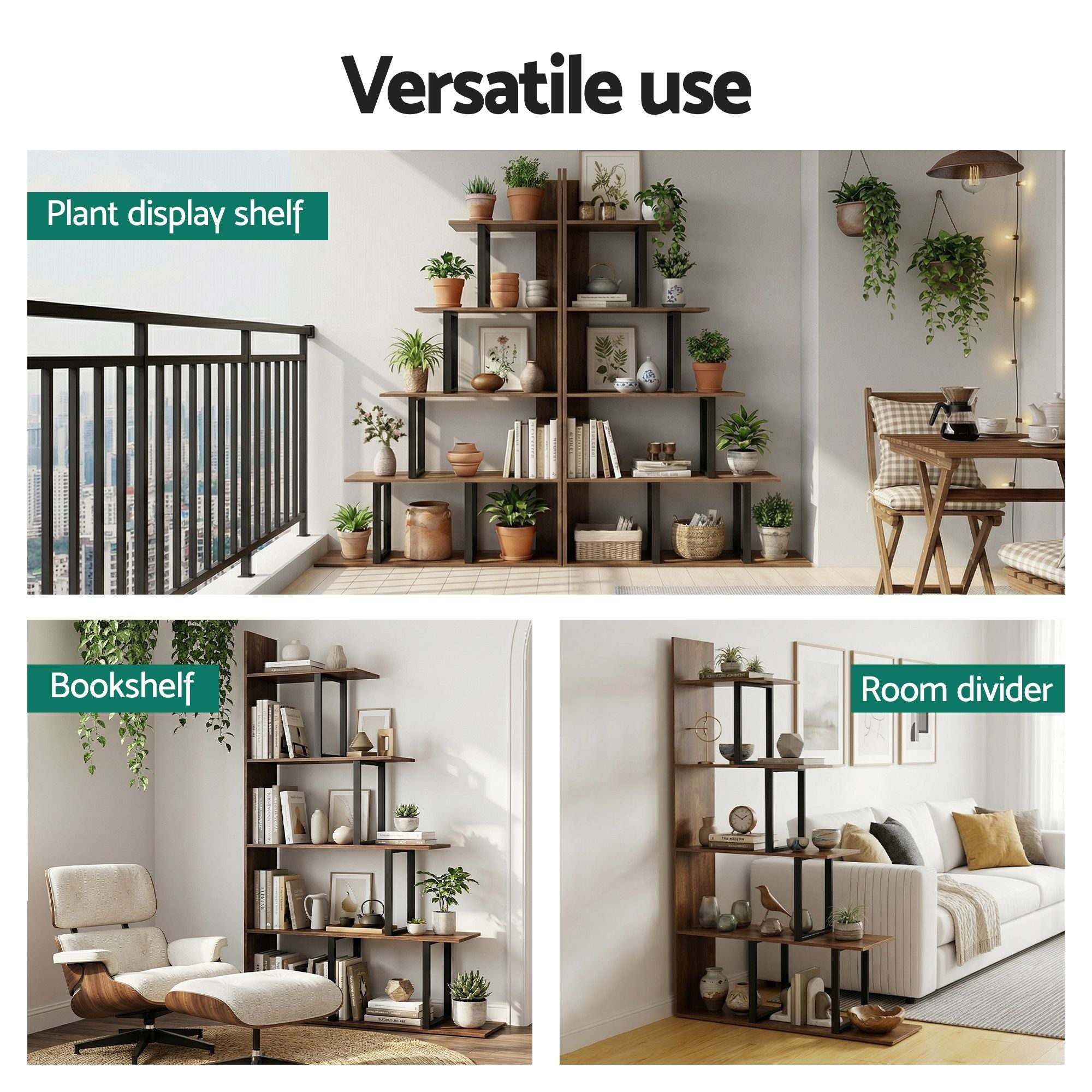 5 Tiers Bookshelf Ladder Corner Shelf Bookcase Walnut - Furniture > Living Room > Bookcases & Shelves - Rivercity House & Home Co. (ABN 18 642 972 209) - Affordable Modern Furniture Australia