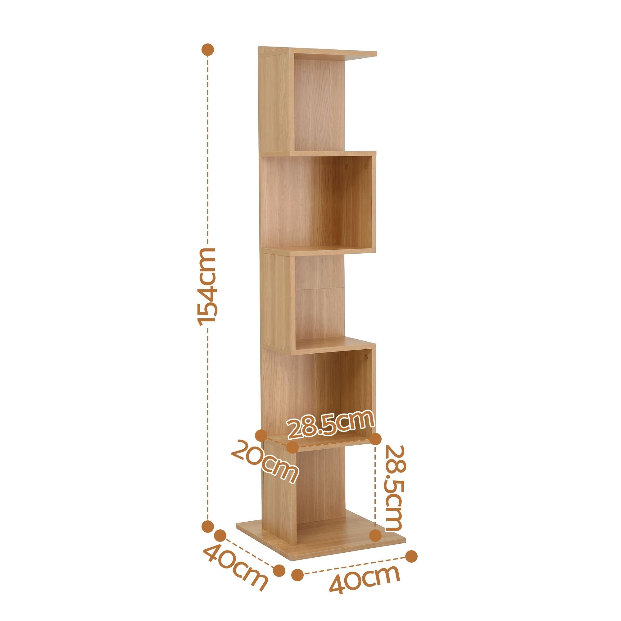 5 Tiers Bookshelf S - shaped Bookcase Oak - Furniture > Living Room > Bookcases & Shelves - Rivercity House & Home Co. (ABN 18 642 972 209) - Affordable Modern Furniture Australia