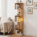 5-Tier S-Shaped Bookshelf Display Shelf with Anti-Tip Kit - Oak