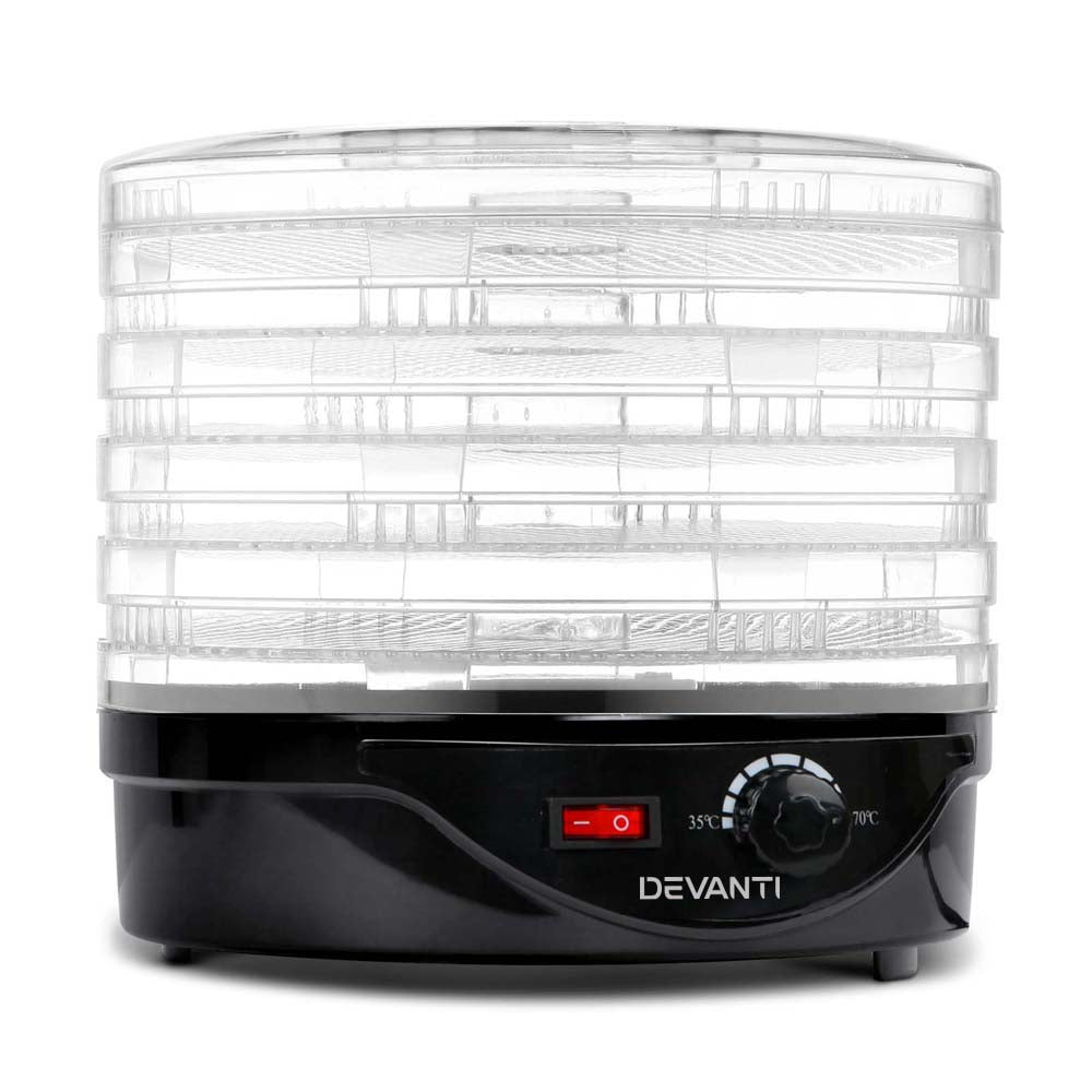 5 Trays Food Dehydrator Fruit Dehydrators Pet Beef Jerky Dryer Black - Appliances > Kitchen Appliances > Food Dehydrators - Rivercity House & Home Co. (ABN 18 642 972 209) - Affordable Modern Furniture Australia