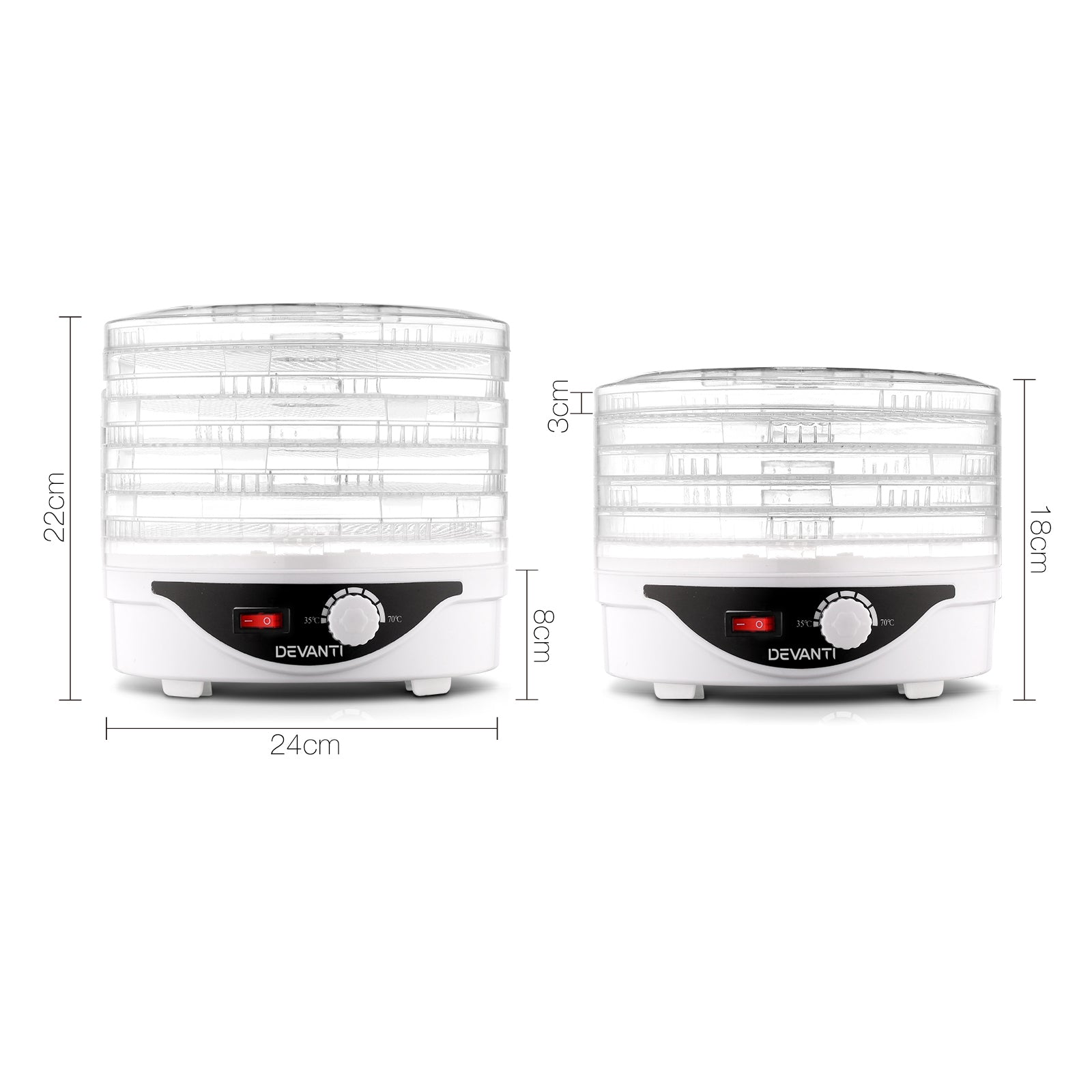 5 Trays Food Dehydrator Fruit Dehydrators Pet Beef Jerky Dryer White - Appliances > Kitchen Appliances > Food Dehydrators - Rivercity House & Home Co. (ABN 18 642 972 209) - Affordable Modern Furniture Australia
