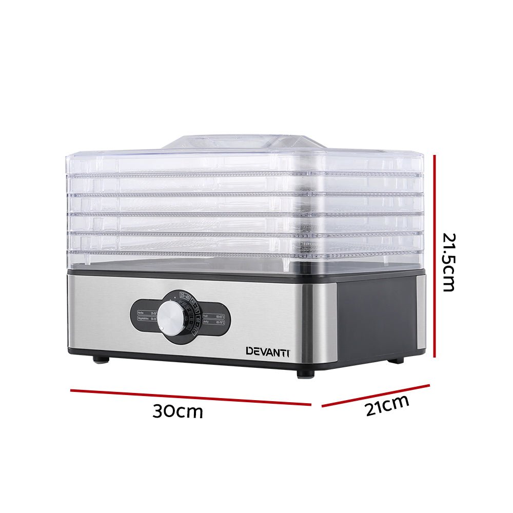 5 Trays Food Dehydrator Stainless Steel Tray - Appliances > Kitchen Appliances > Food Dehydrators - Rivercity House & Home Co. (ABN 18 642 972 209) - Affordable Modern Furniture Australia