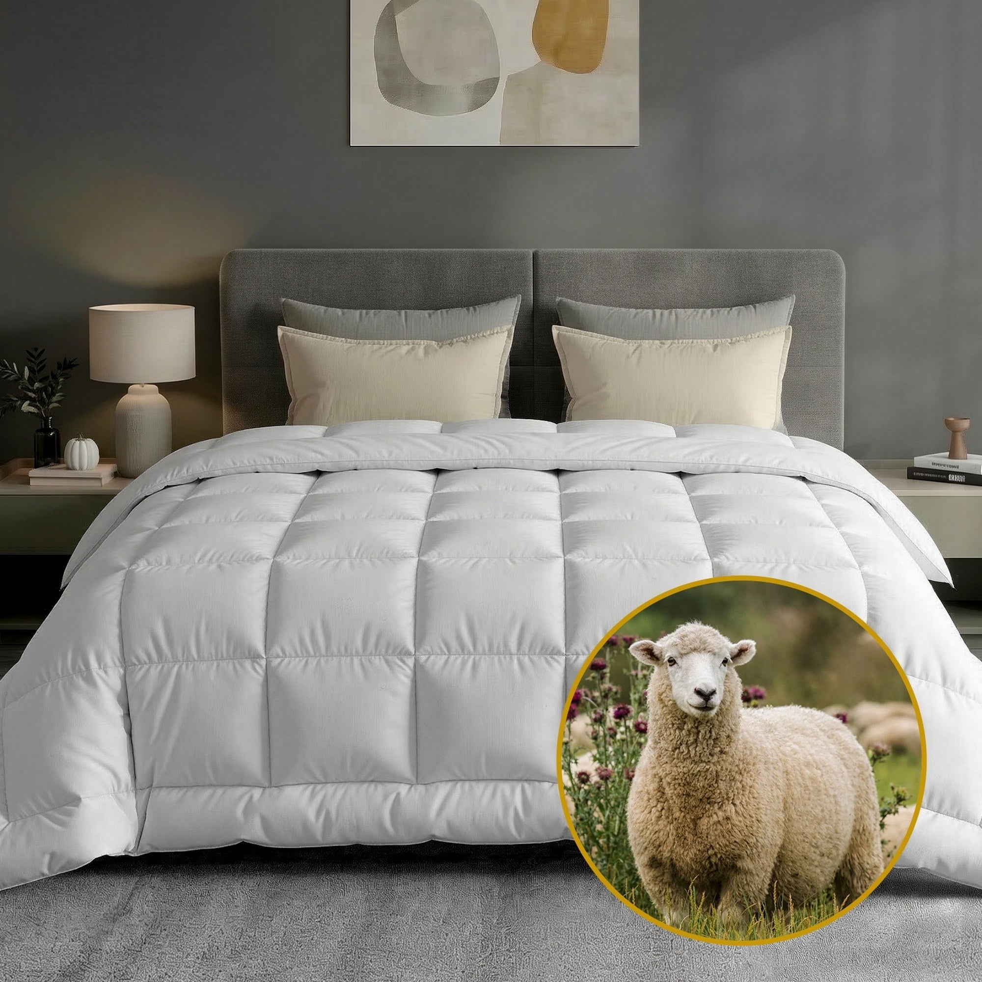 500GSM Queen Wool Quilt with Baffle Box Construction - White - Home & Garden > Bedding > Quilts & Duvets - Rivercity House & Home Co. (ABN 18 642 972 209) - Affordable Modern Furniture Australia