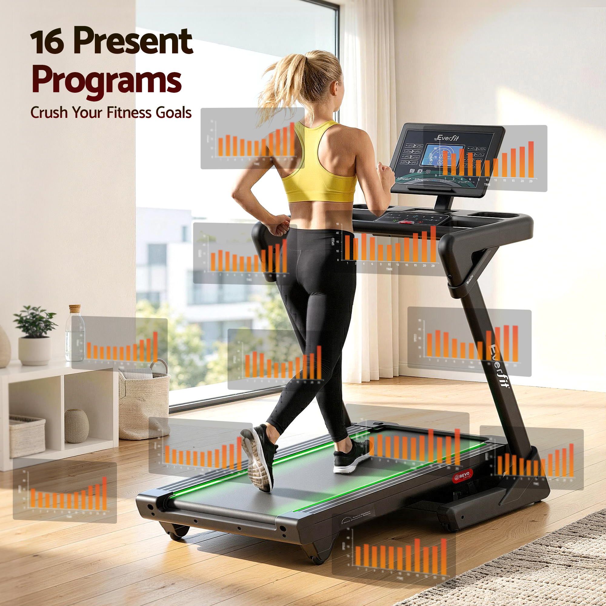 500mm Wide Belt Treadmill 30% Auto Incline Foldable Treadmills for Home with LED Lights - Sports & Fitness > Exercise, Gym & Fitness > Treadmills - Rivercity House & Home Co. (ABN 18 642 972 209) - Affordable Modern Furniture Australia