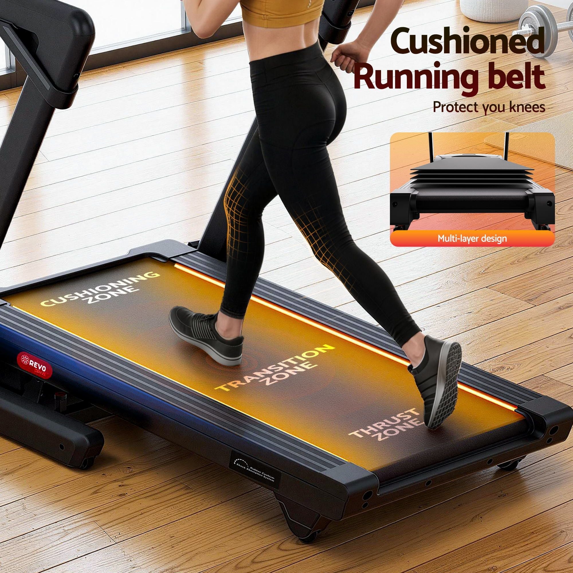 500mm Wide Belt Treadmill 30% Auto Incline Foldable Treadmills for Home with LED Lights - Sports & Fitness > Exercise, Gym & Fitness > Treadmills - Rivercity House & Home Co. (ABN 18 642 972 209) - Affordable Modern Furniture Australia