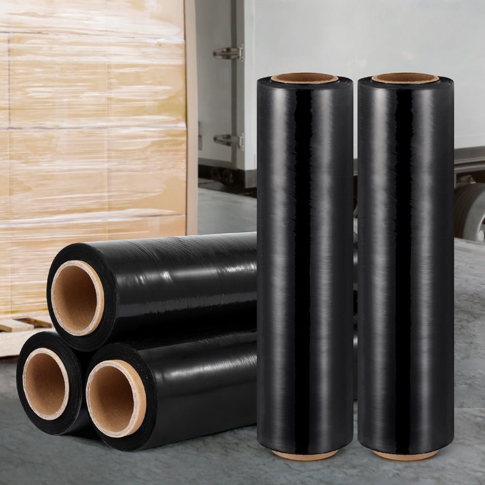 500mm x 400m Stretch Film Pallet Shrink Wrap 5 Rolls Package Use Plastic Black - Commercial > Packaging - Rivercity House & Home Co. (ABN 18 642 972 209) - Affordable Modern Furniture Australia